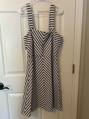Draper James Striped navy and White A-Line Sundress